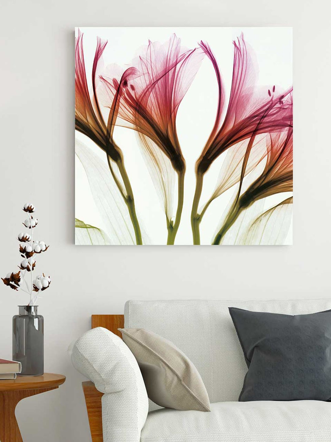 Art Street Pink Flower Painting Canvas Wall Art