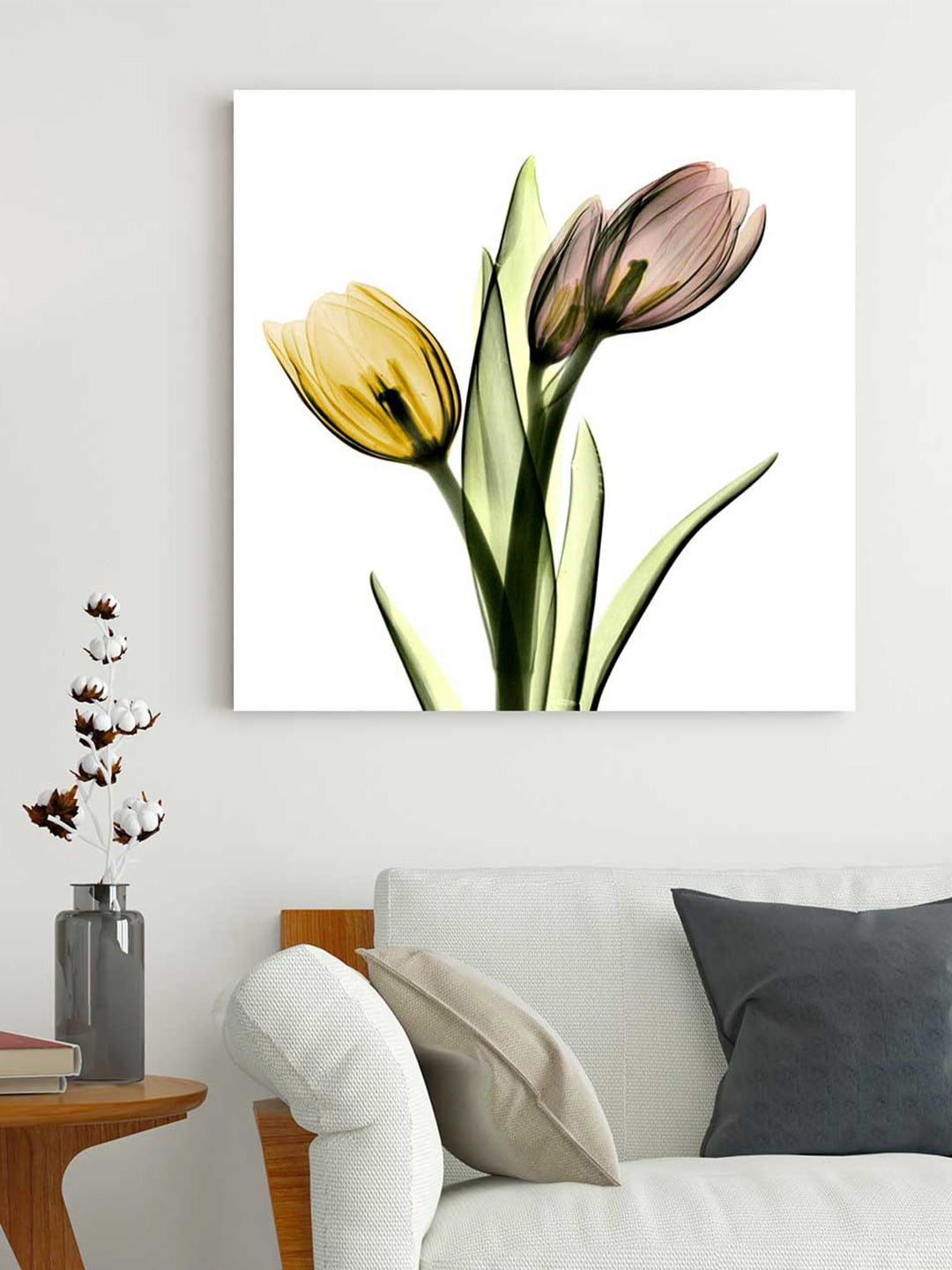 Art Street White & Yellow Tulips Faith Poster Print Flower Modern X-Ray Canvas Painting