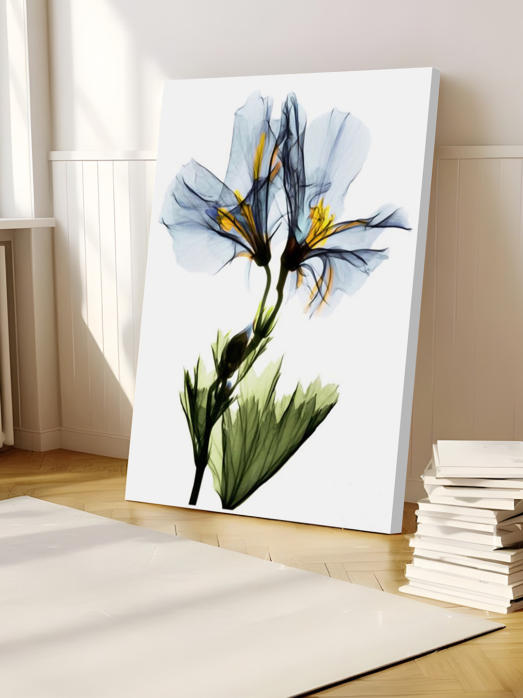 Art Street White Floral Painted Canvas Wall Art