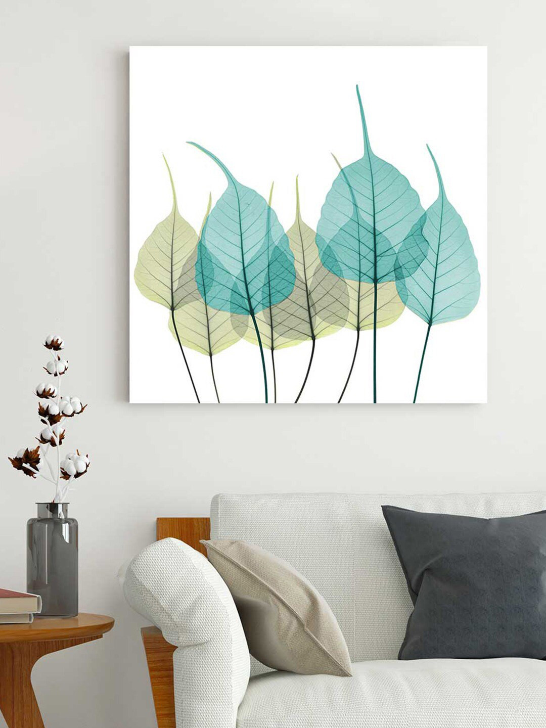 Art Street White Spring Bodhi Leaves Painted Wall Art