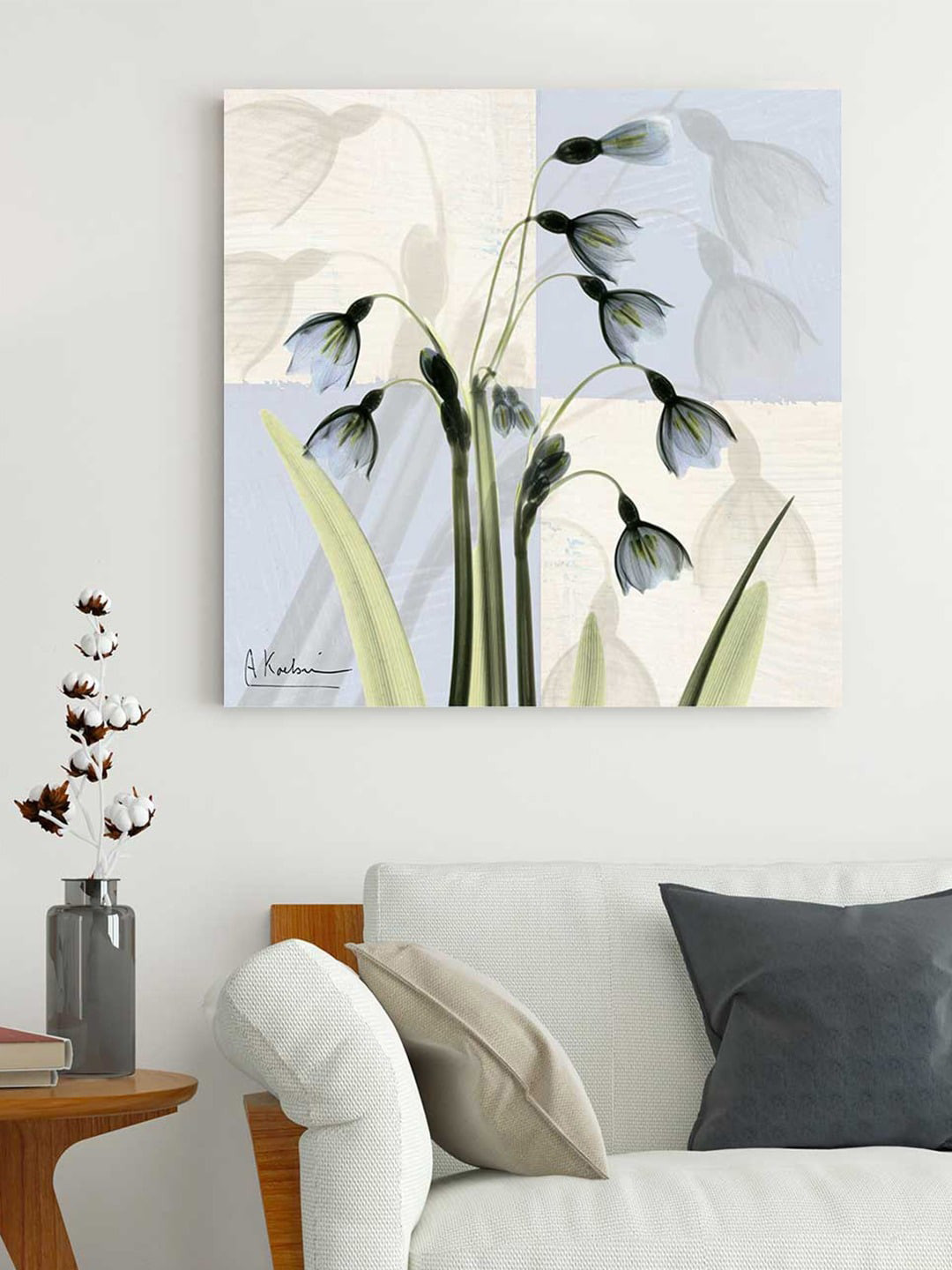 Art Street Snow Drop in Full Boom Printed Square Paintings Wall Art - 22x22In
