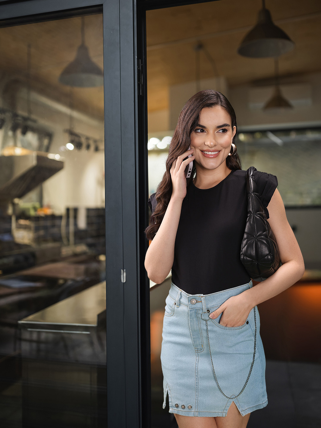 FOREVER 21 Women Blue Solid Mini Skirts