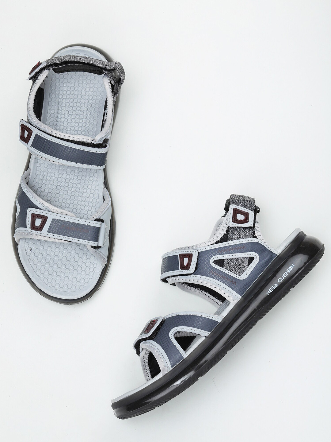 ABROS Men Grey & Blue Synthetic Comfort Sandals