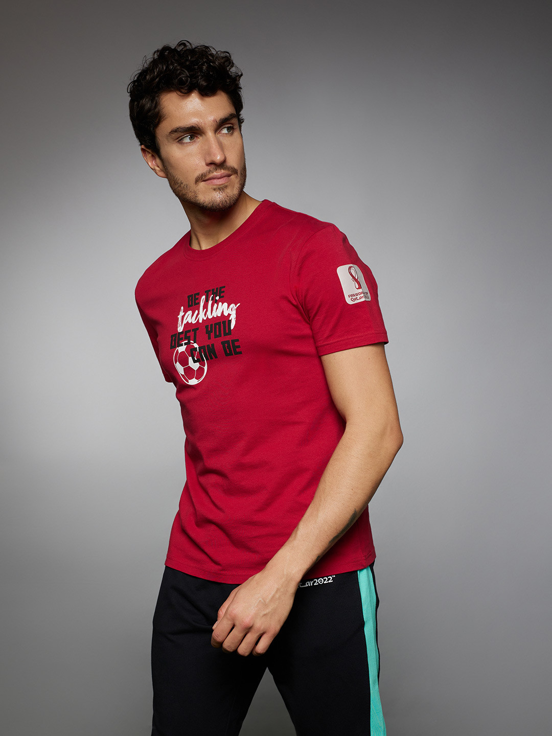 Celio Men Red Football Collection Printed Cotton T-shirt