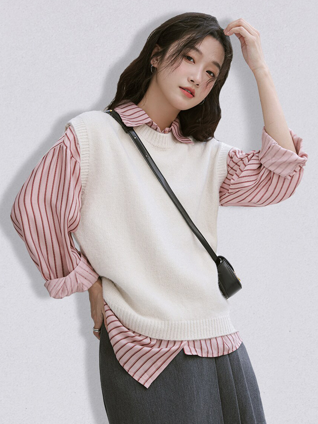 JC Collection Women White Sweater Vest