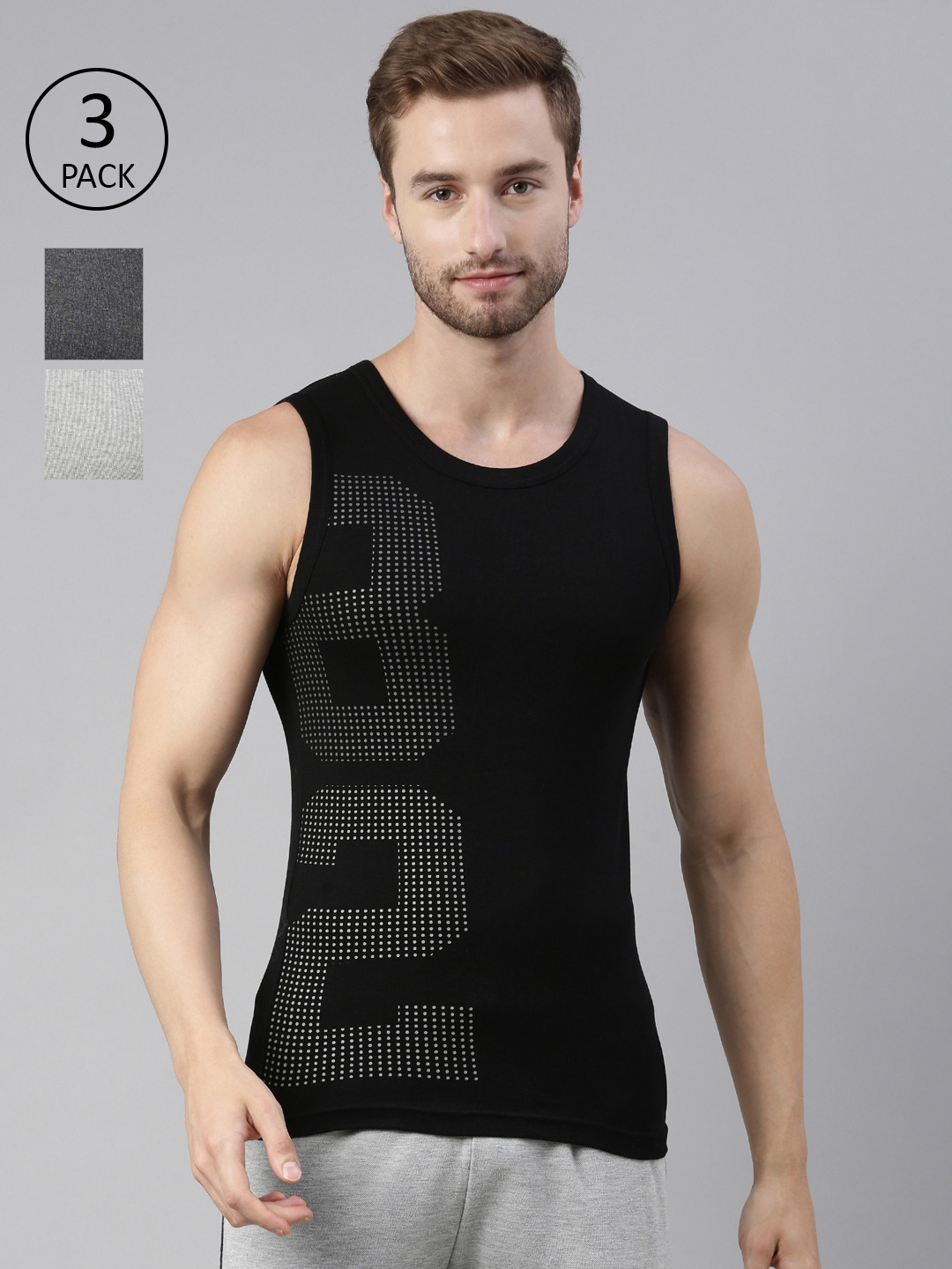 DIXCY SCOTT MAXIMUS Men Pack Of 3 Ribbed Smart Wash Technology Advance Moisture Vest