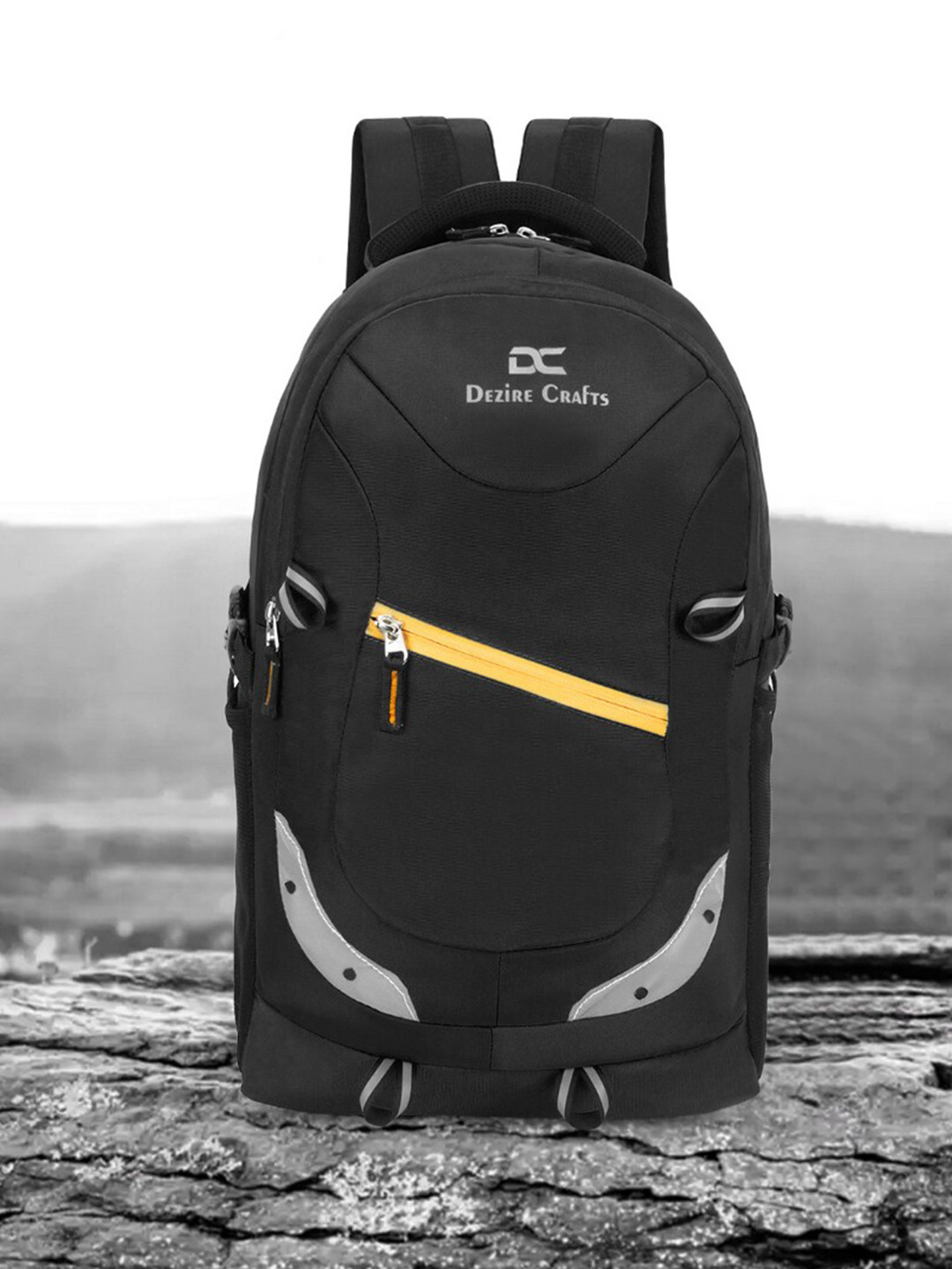 Dezire Crafts Unisex Black Backpack with Reflective Strip
