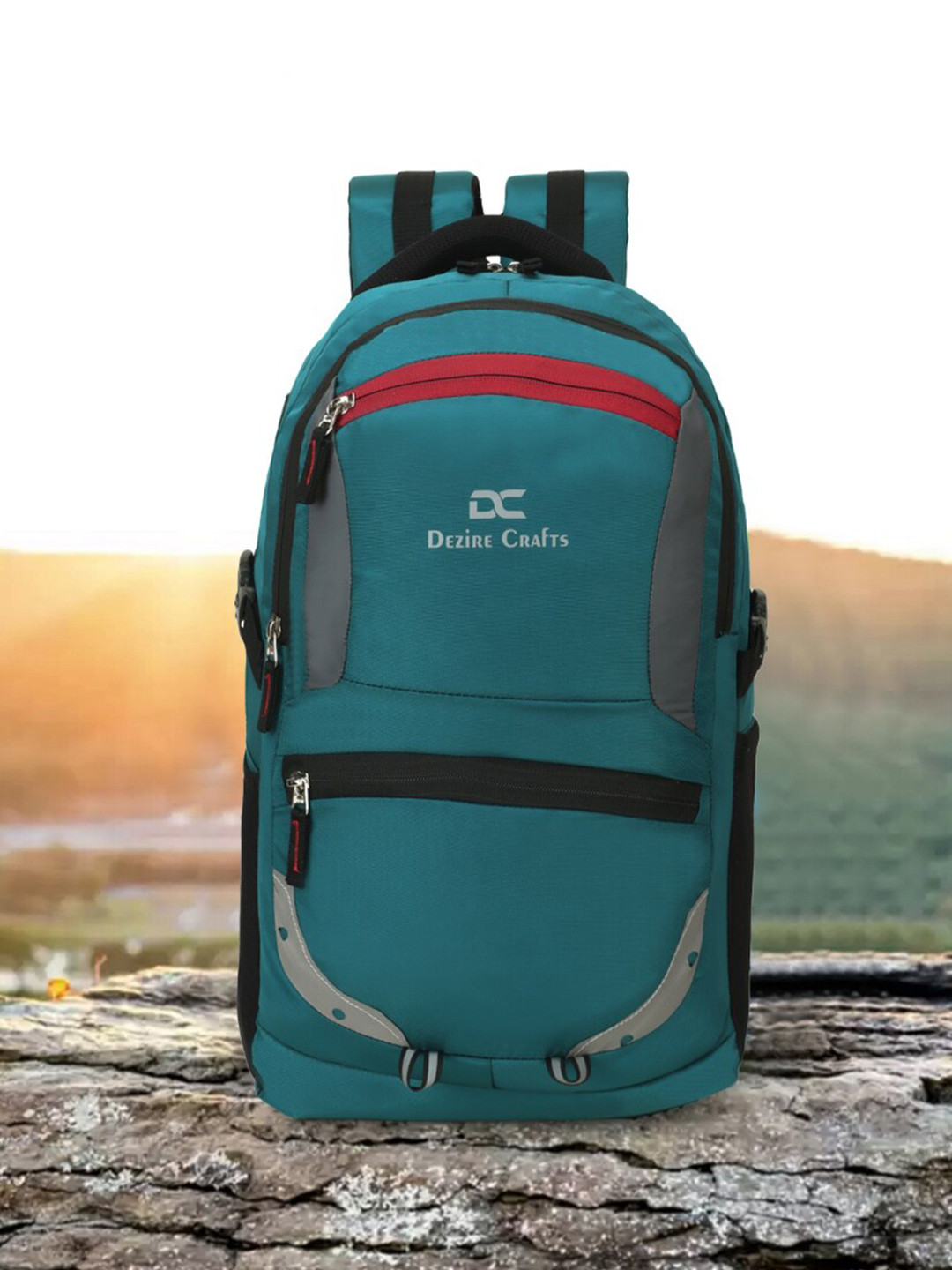 Dezire Crafts Unisex Sea Green & Black Backpack with Reflective Strip