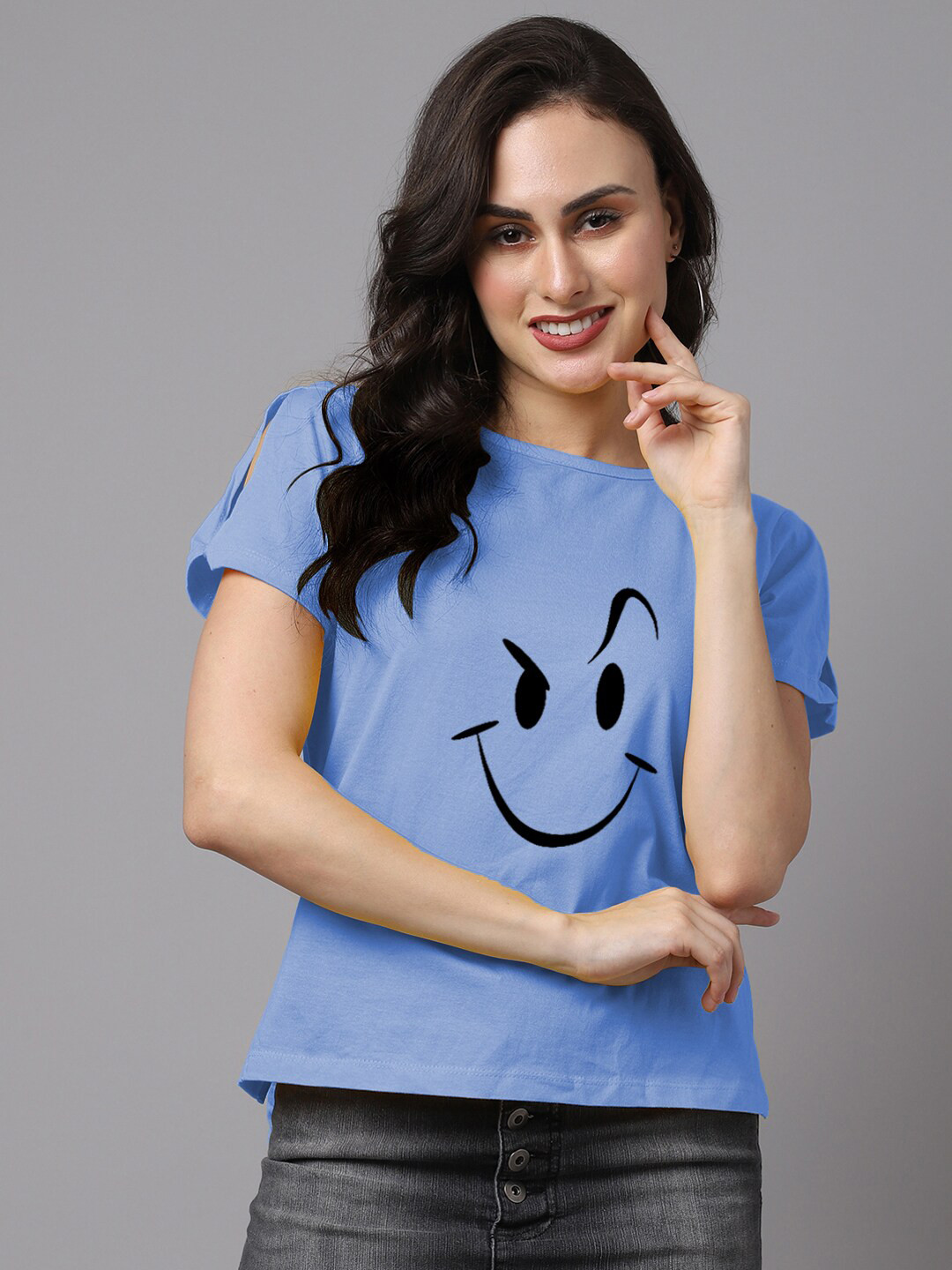 Friskers Turquoise Blue Print Top