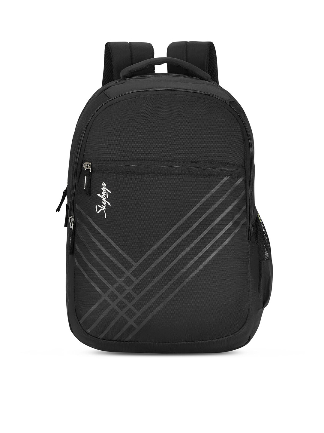 Skybags Unisex Black & Grey Striped Backpack