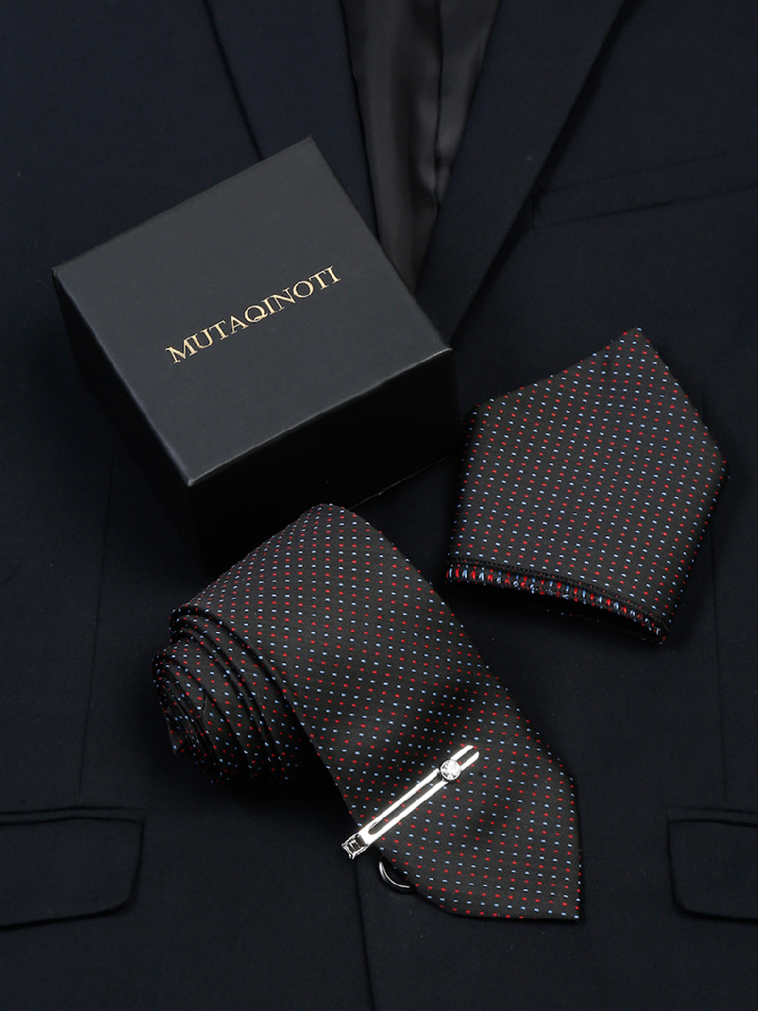 LOUIS STITCH Men Printed Italian Silk Accessories Gift Set
