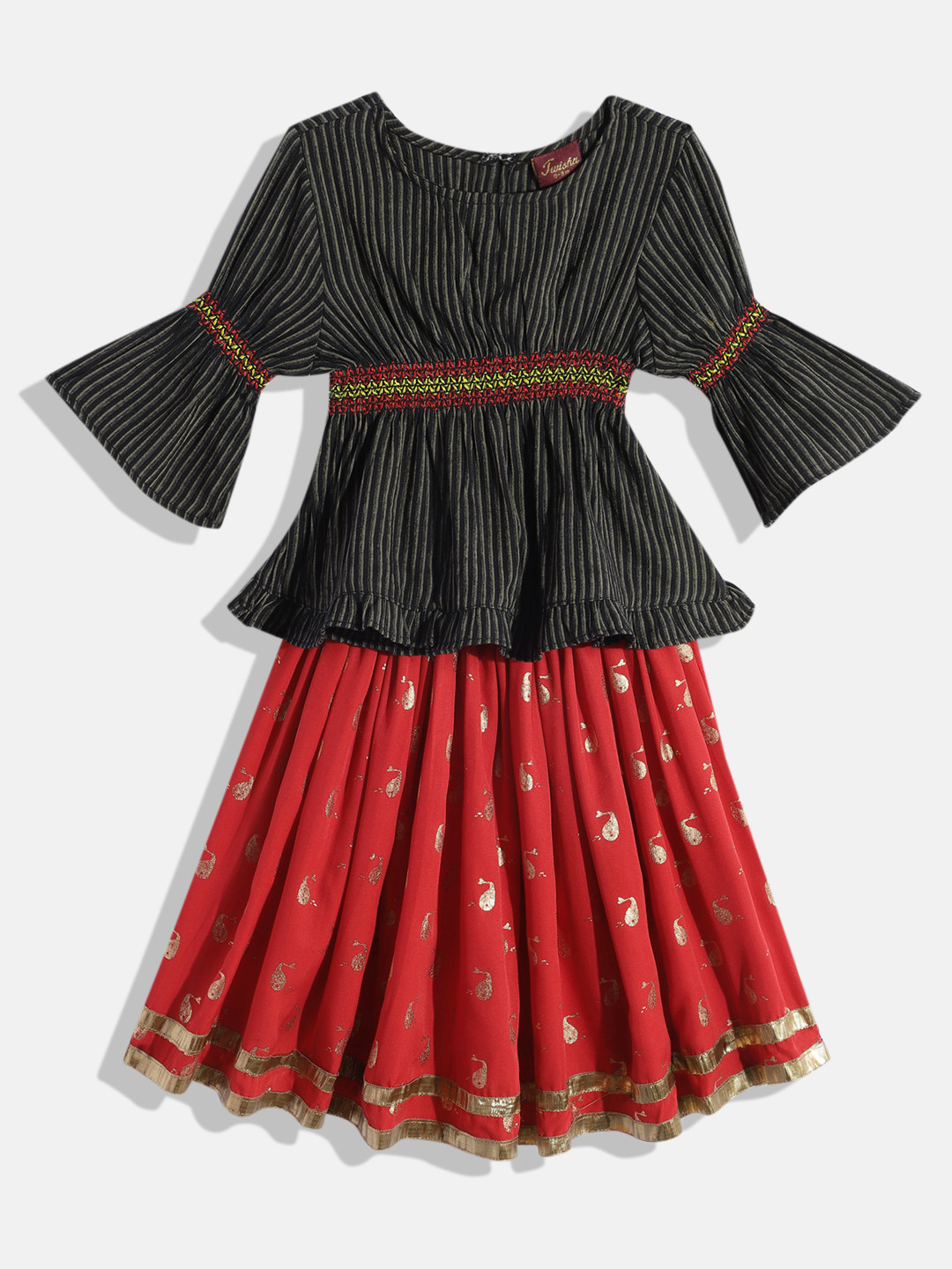 Twisha Girls Striped Top with Skirt