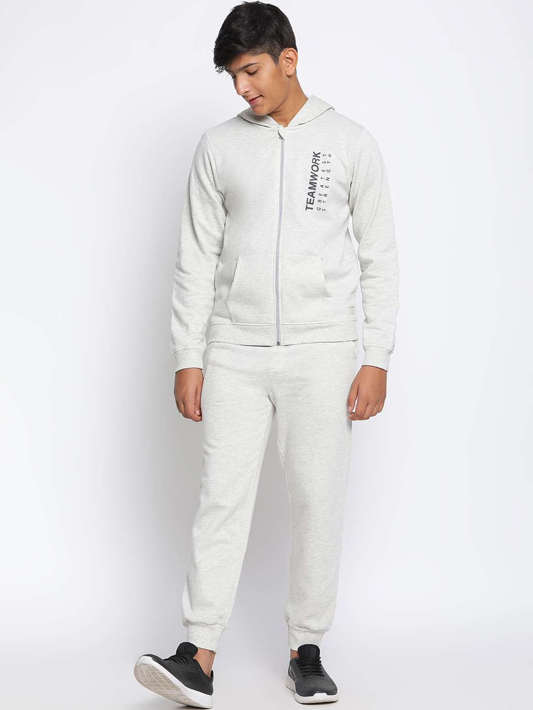 Lil Tomatoes Boys Grey Solid Fleece Tracksuit