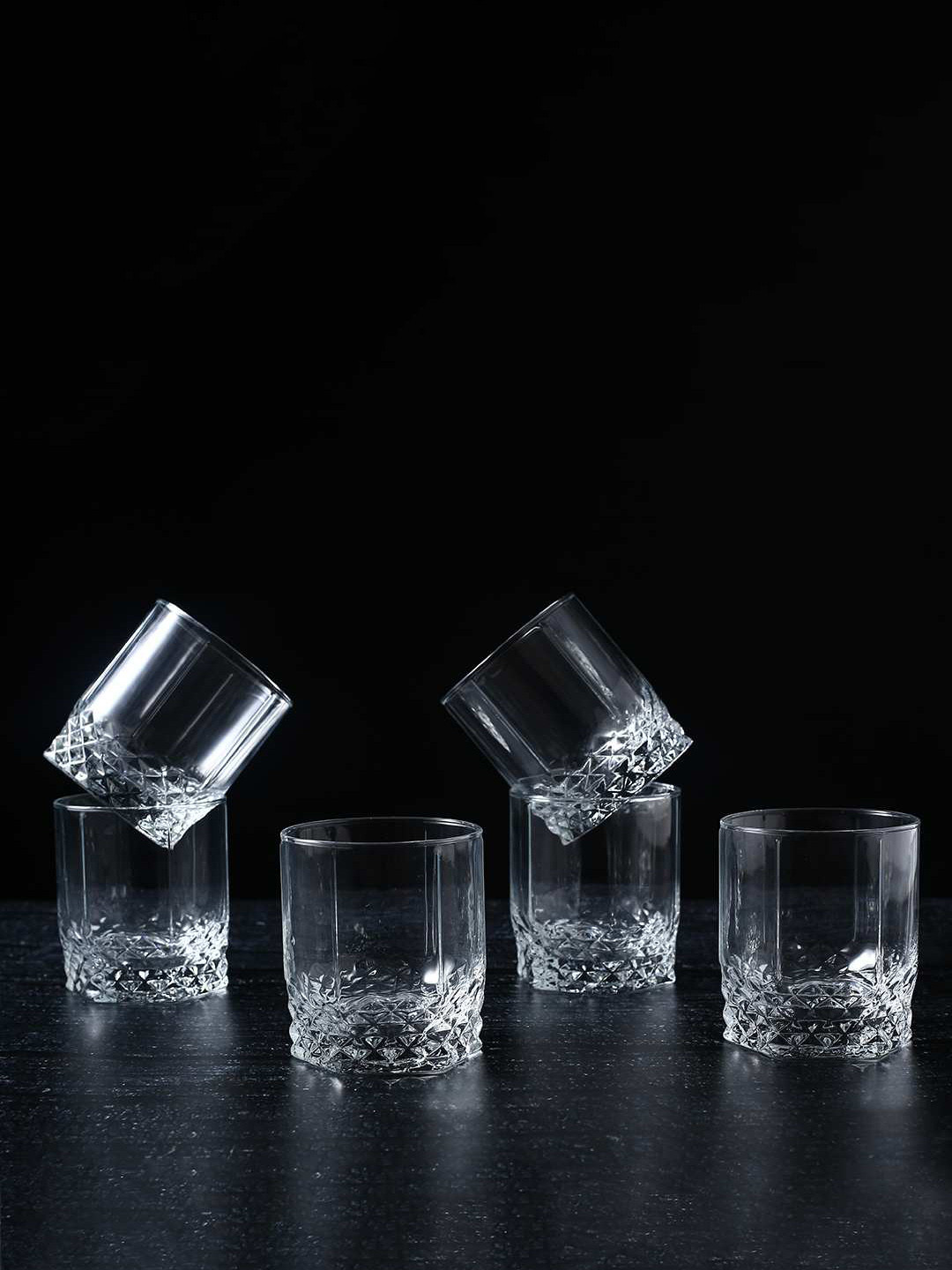 Wonderchef Transparent Set of 6 Rosa Whiskey Tumbler 320 ml Each