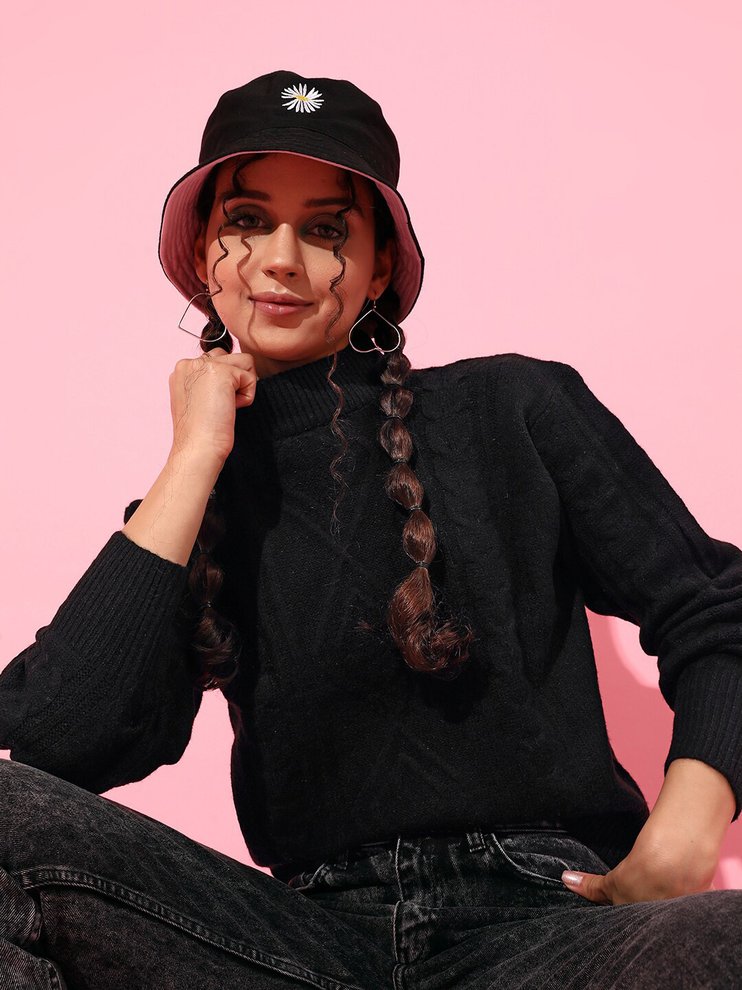 STREET 9 Women Black Cable Knit Sweater