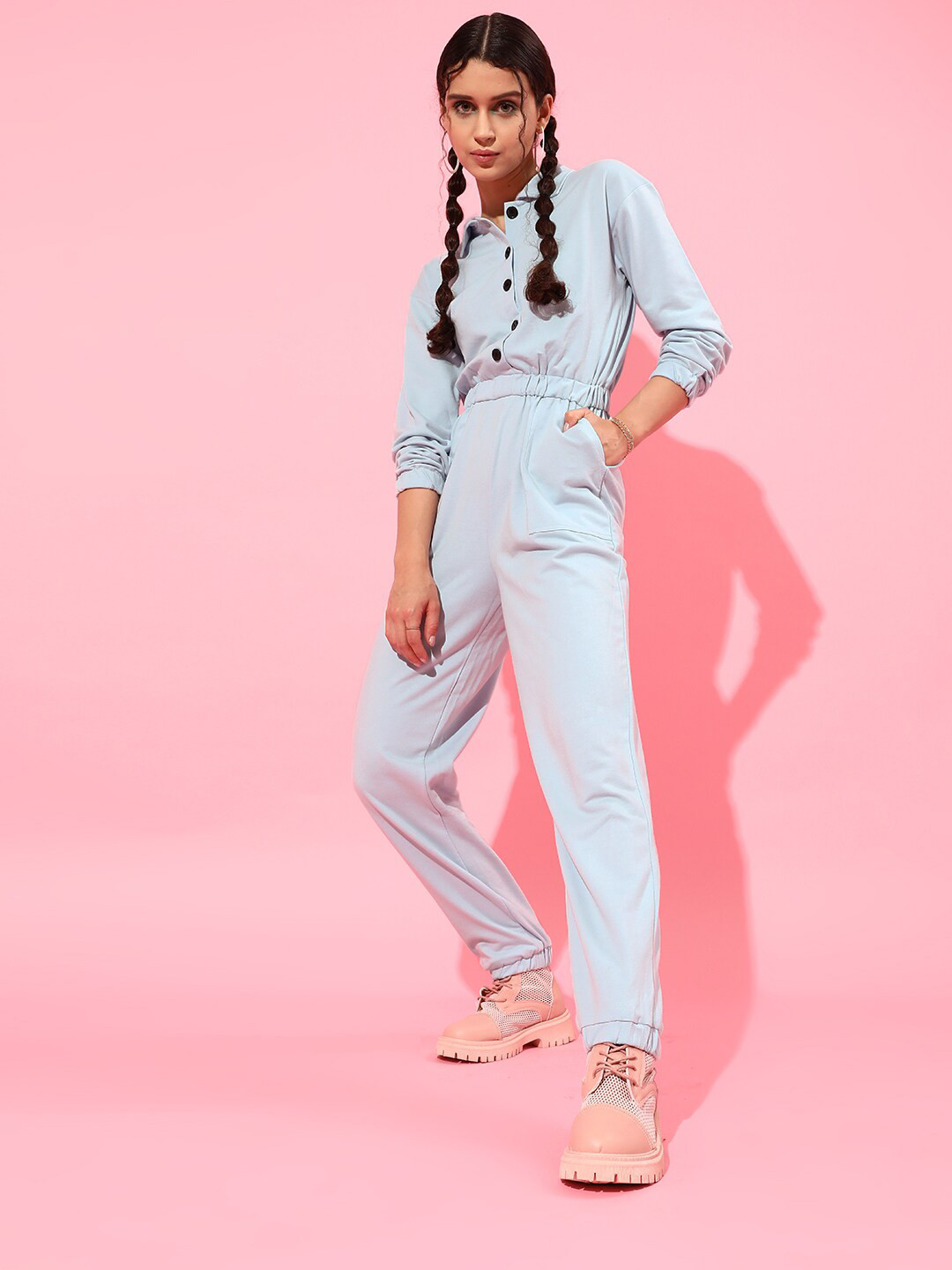 STREET 9 Blue Basic Pure Cotton Jumpsuit