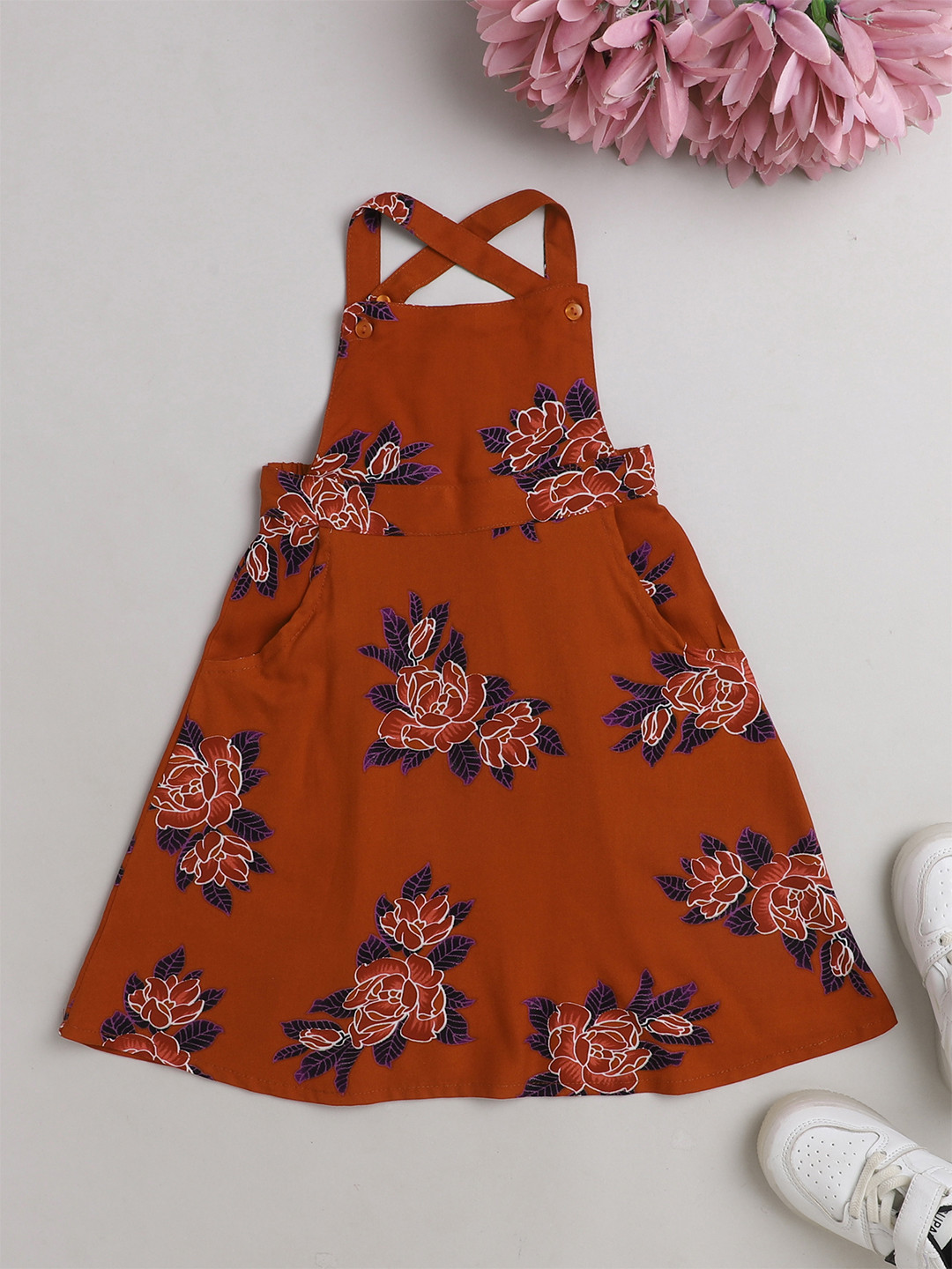 The Magic Wand Rust Floral A-Line Dress
