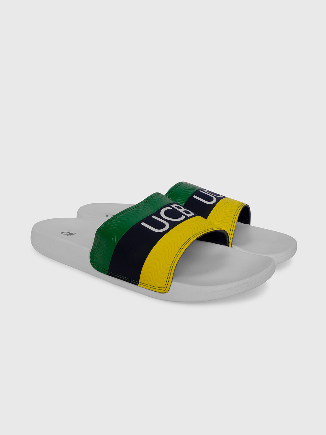 Benetton Mens Yellow Slides Men PU Sliders – United Colors Of