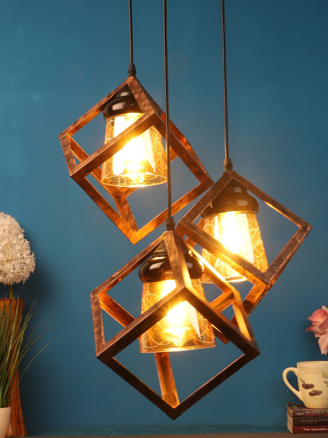 foziq Copper-Toned Ceiling Pendant Lamp