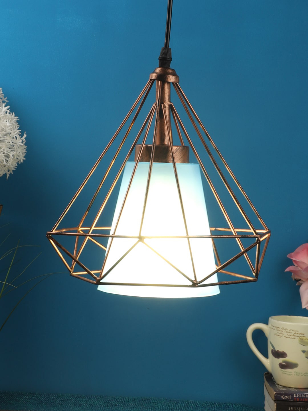 foziq Rose Gold Toned Antique Solid Ceiling Lamp