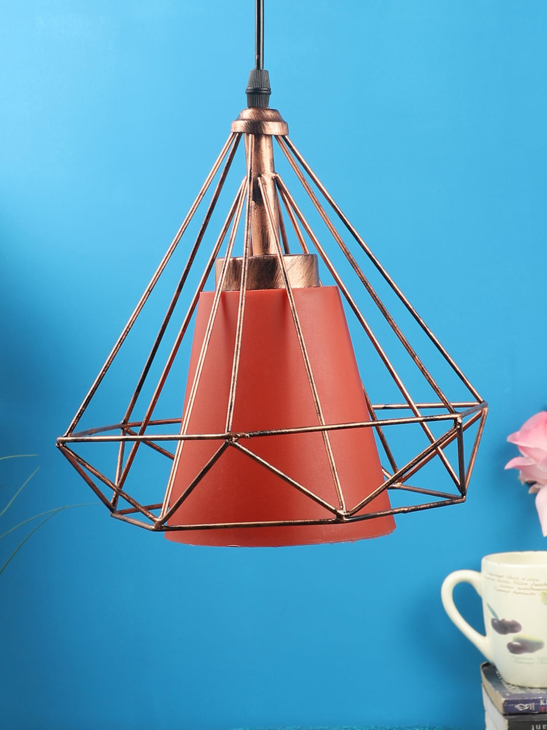 foziq Rose Gold-Toned Solid Contemporary Ceiling Lamp