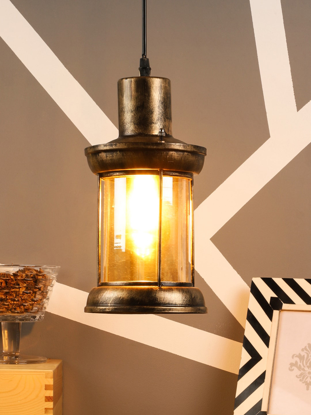foziq Brown Solid Antique Ceiling Lamp