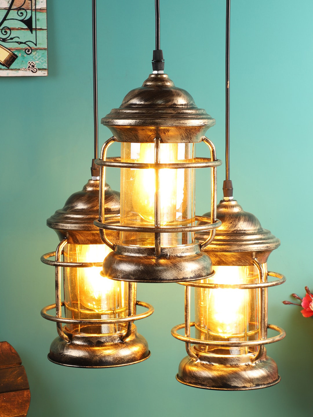 foziq Gold-Toned Solid Contemporary Ceiling Pendant Lamp