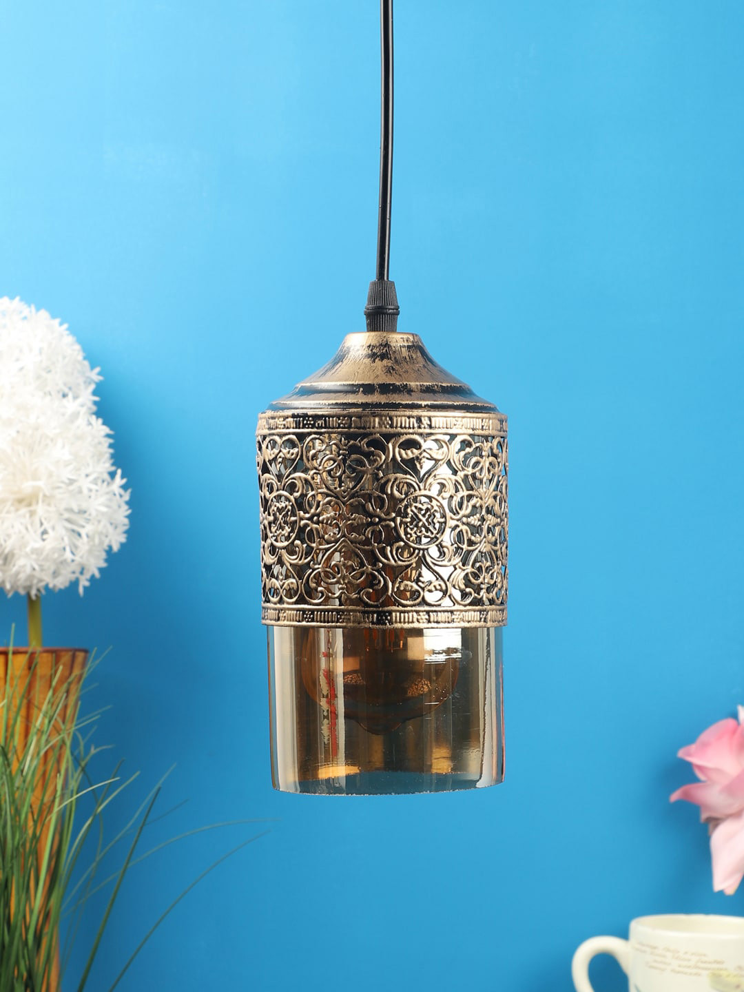 foziq Gold Textured Ceiling Lamps