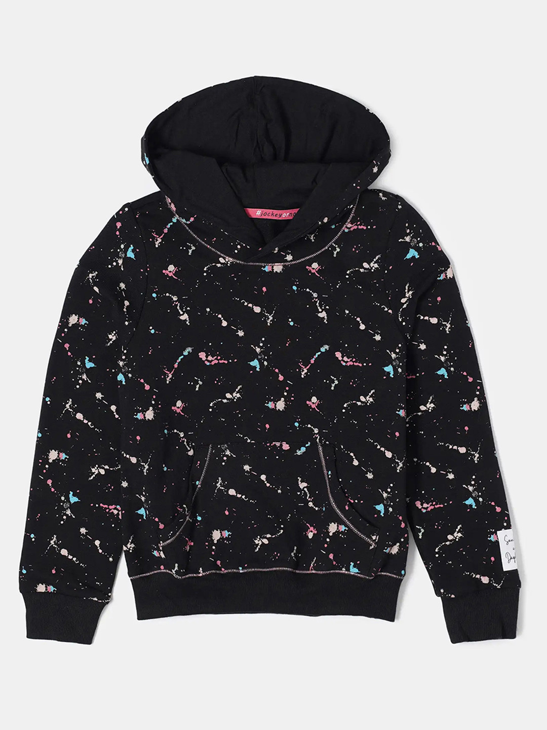 Jockey Girls Super Combed Cotton Printed Relaxed Fit Full Sleeve Hoodie Sweatshirt-CG26