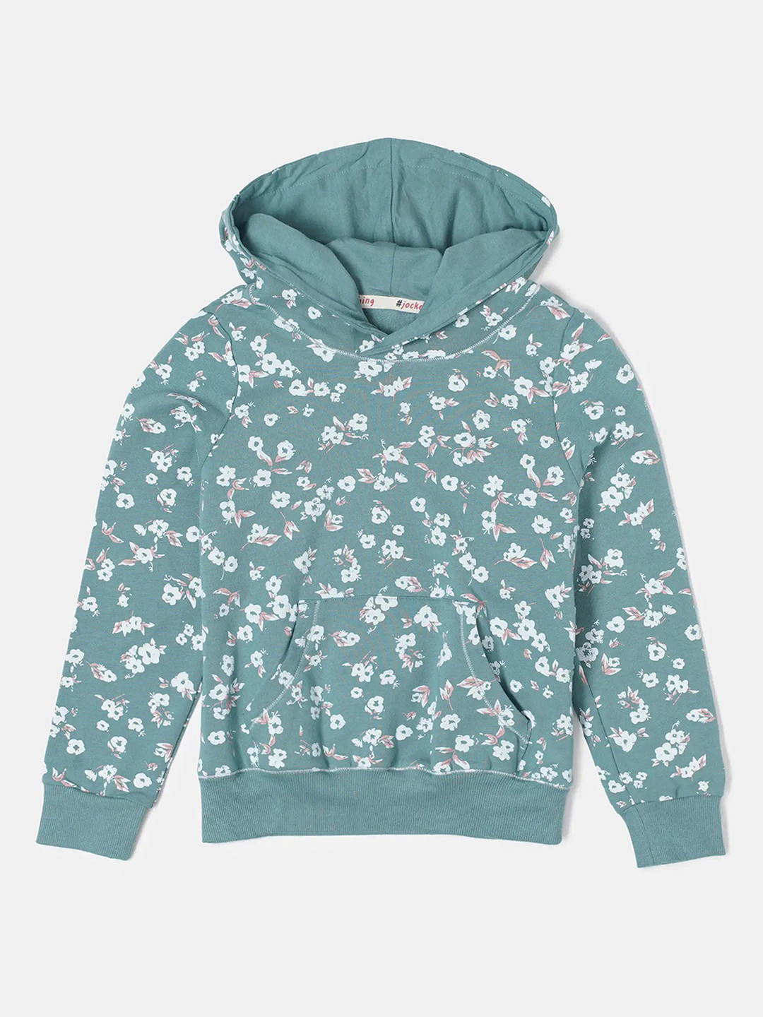 Jockey Girl's Super Combed Cotton Printed Relaxed Fit Full Sleeve Hoodie Sweatshirt-CG26