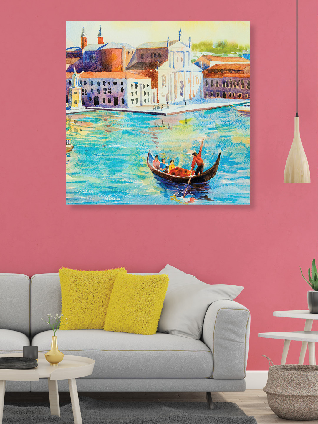 RANDOM Blue Canvas Wall Living Room Square Potrait Paintings Wall Art -24 x 24In