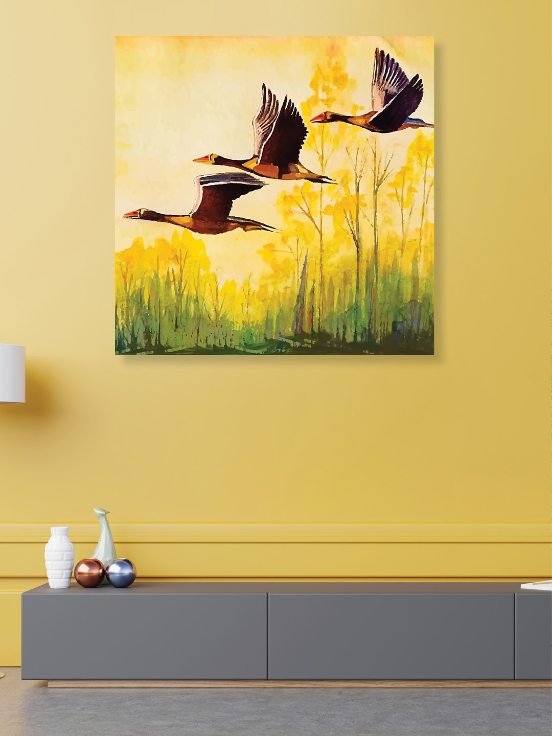 RANDOM Yellow Canvas Wall Living Room Square Potrait Paintings Wall Art -24 x 24In