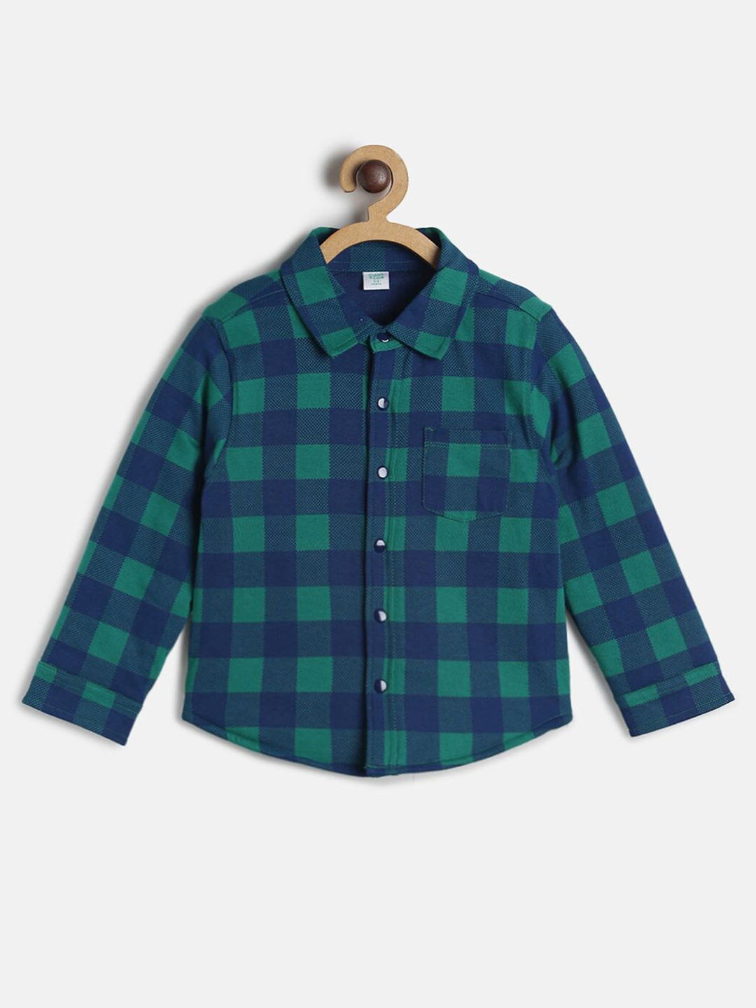 MINI KLUB Boys Green Comfort Checked Cotton Casual Shirt
