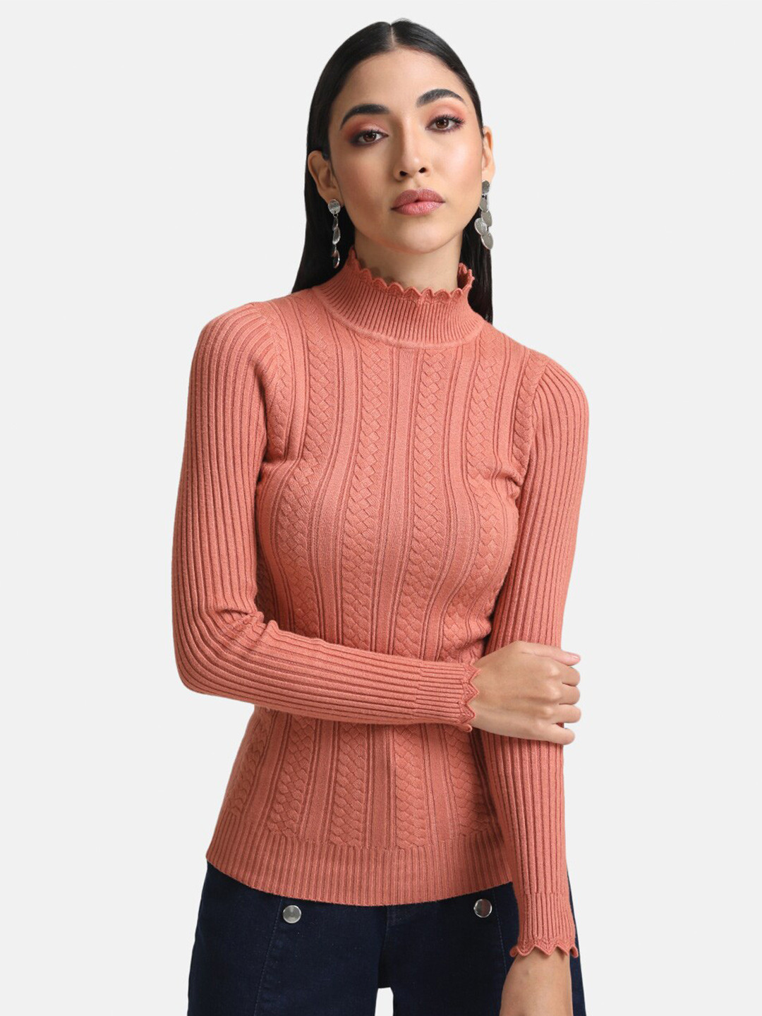 Kazo Women Rust Cable Knit Pullover