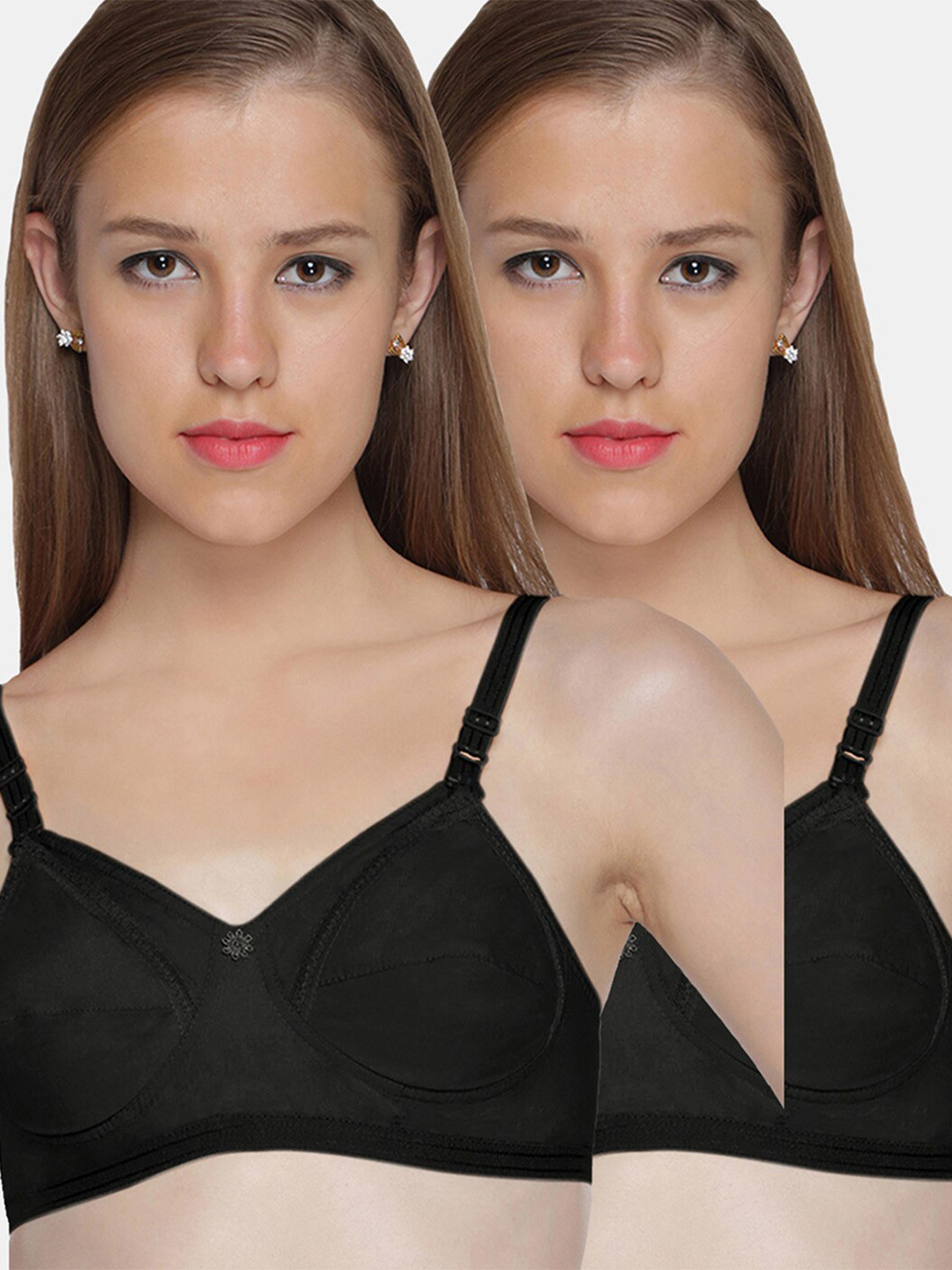 Sonari Pack Of 2 Black Non Padded Maternity Regular Cotton Bra