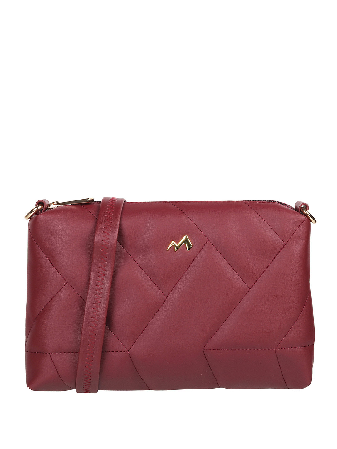 Metro Maroon Structured Sling Bag with Quilted