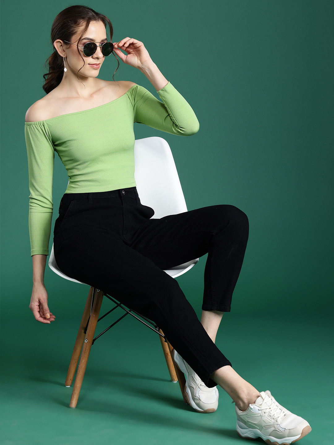 DressBerry Ribbed Off-Shoulder Bardot Top