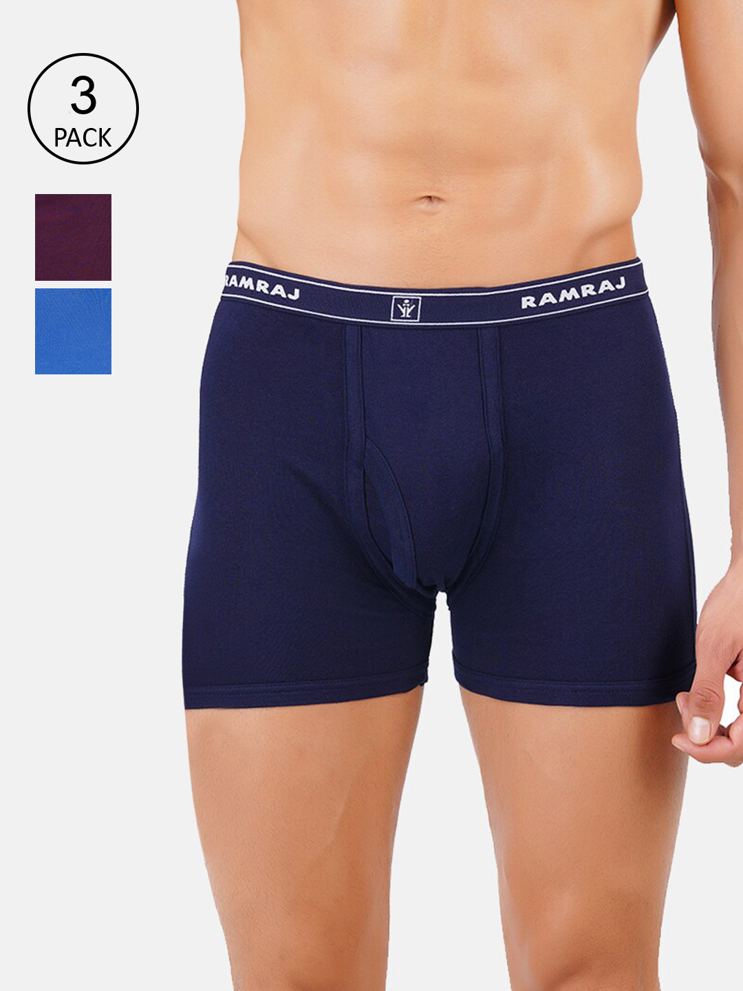 Ramraj Men Pack of 3 Assorted Cotton Vintrack Trunks