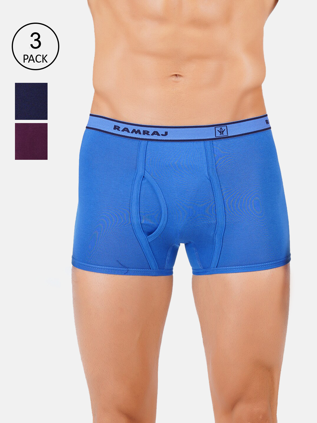 Ramraj Men Pack of 3 Assorted Cotton Vintrack Trunks