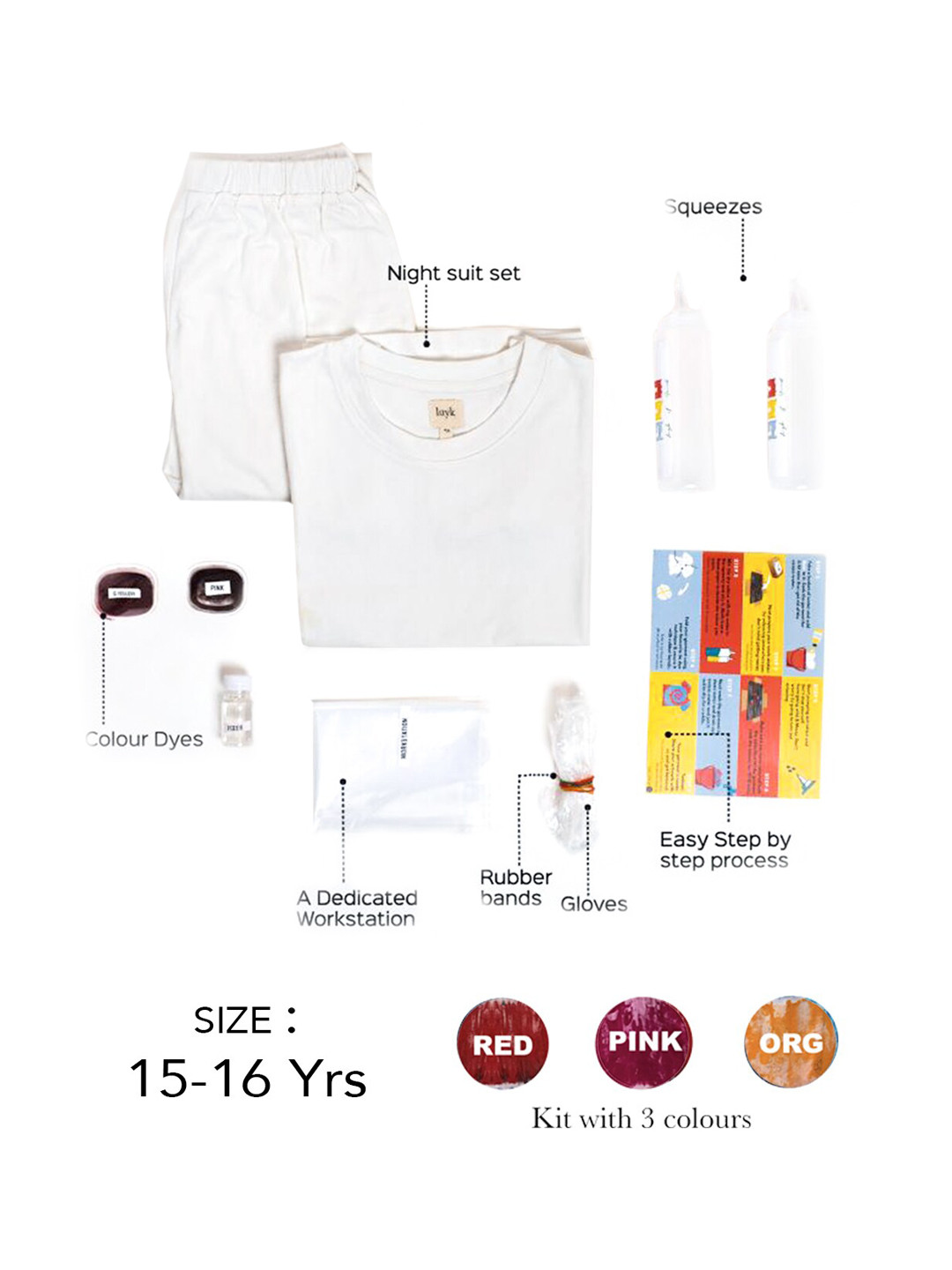 luyk Kids Blue & White Tie & Dyed DIY Night Suit Kit