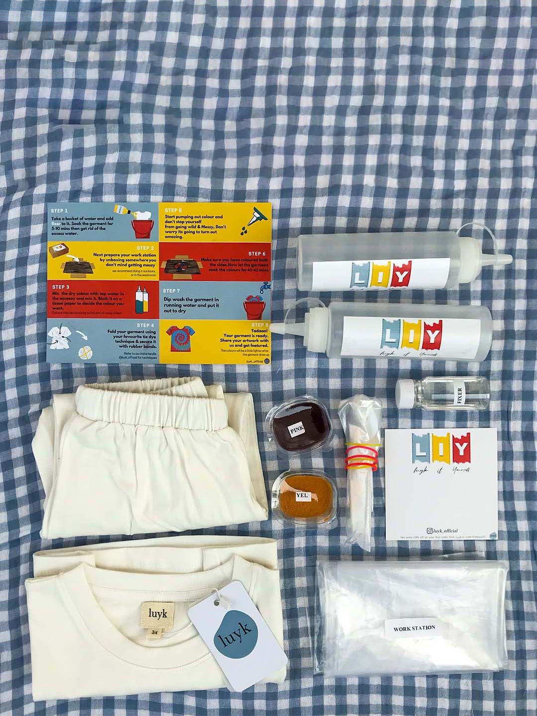 luyk Kids Navy Blue Tie & Dyed DIY Night Suit Kit