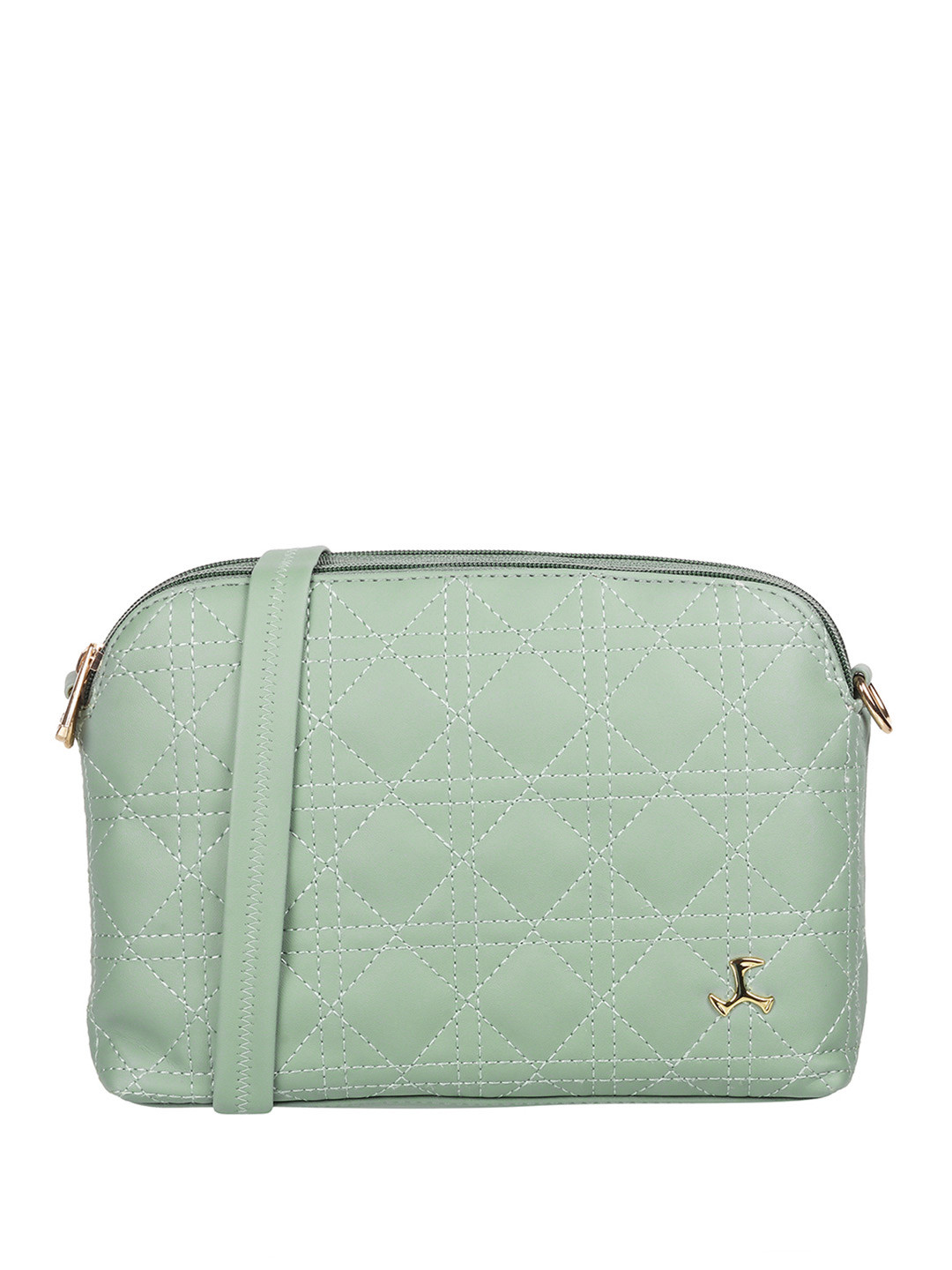 Mochi Sea Green Structured Sling Bag with Quilted