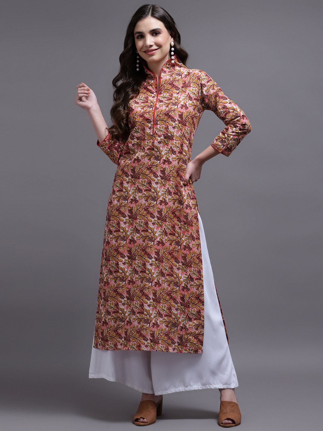 KALINI Women Rust Floral Printed Floral Kurta
