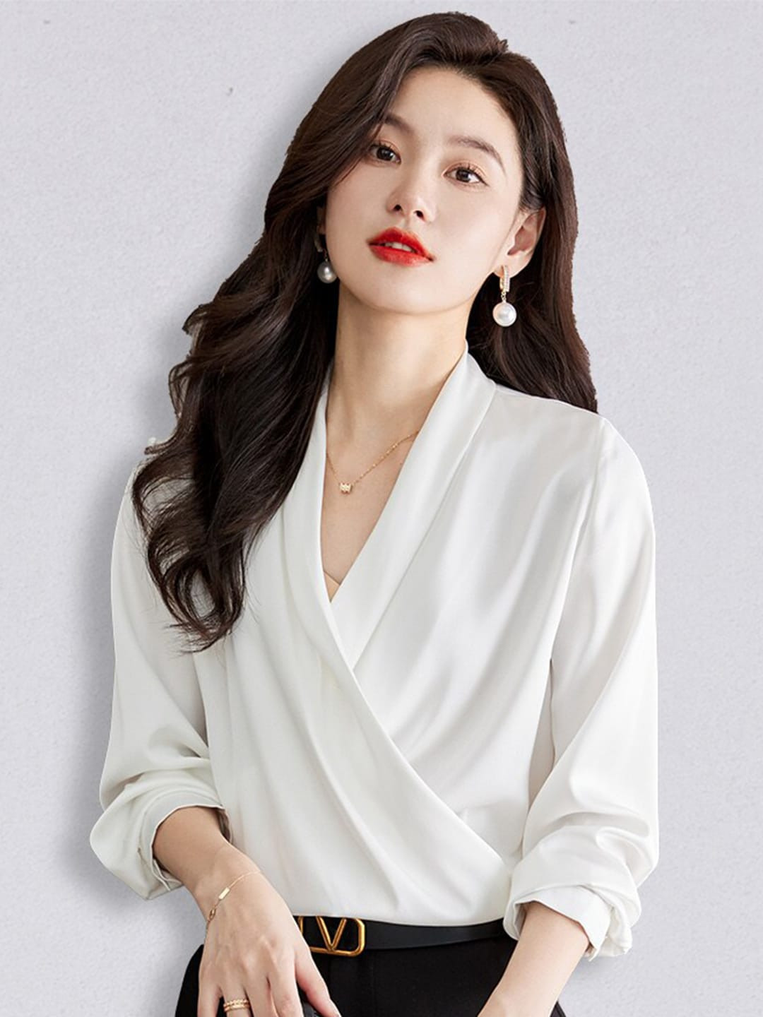 JC Collection White Wrap Top