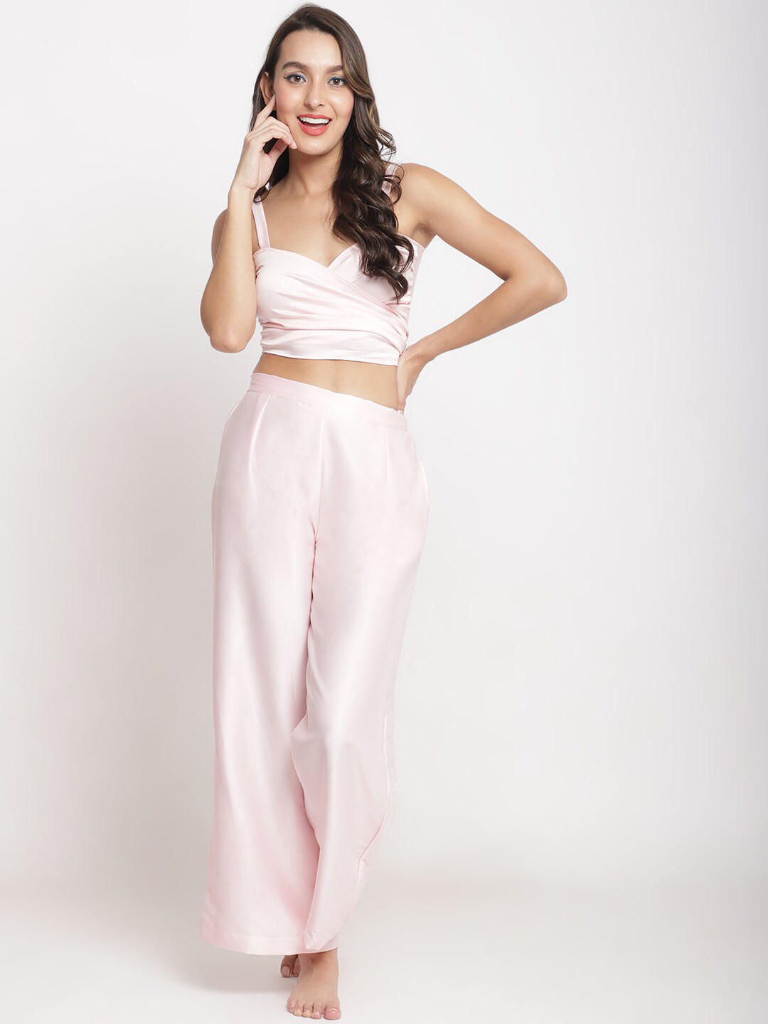 Aoba Women Pink Solid Swimwear Set