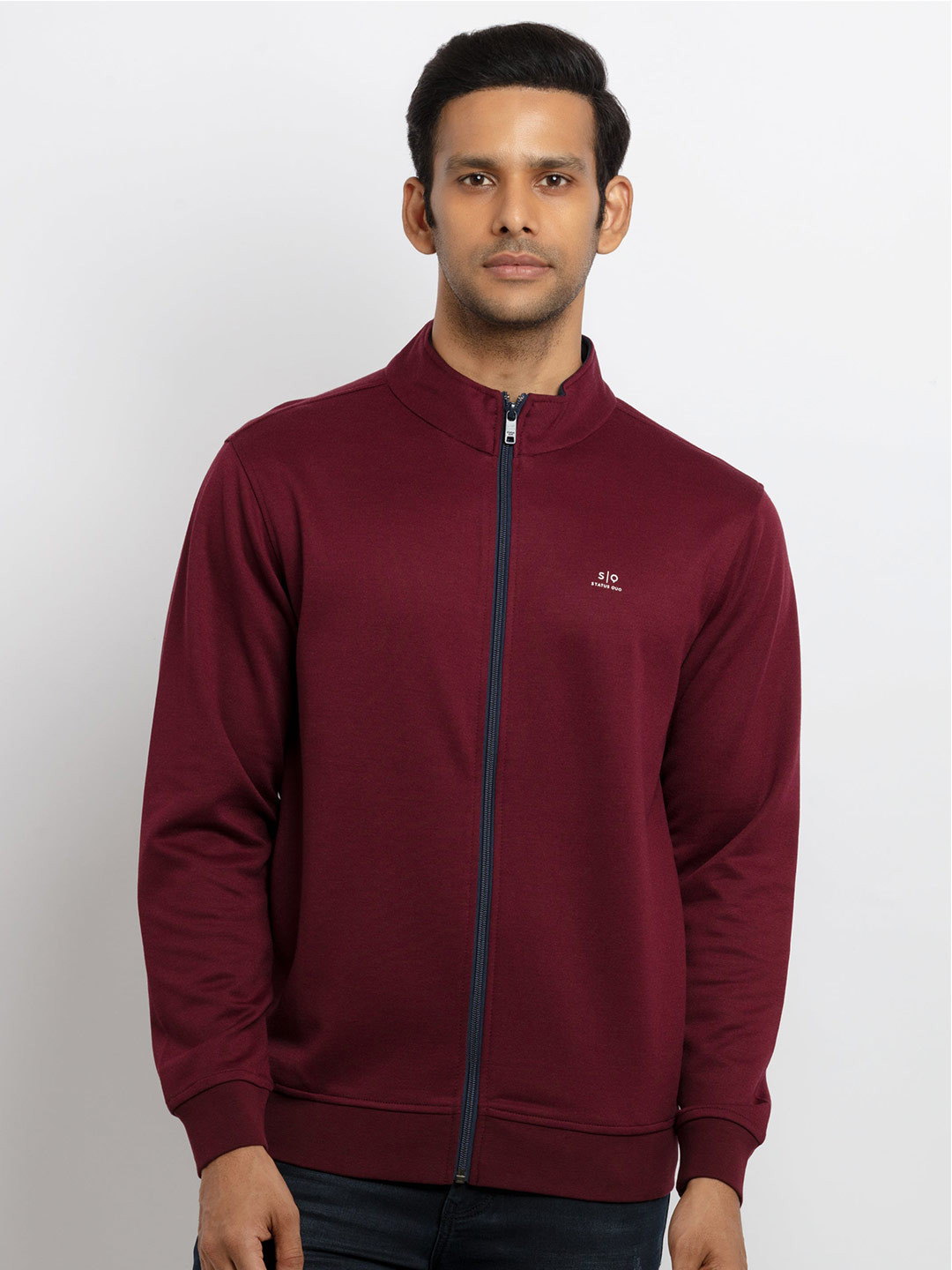 Status Quo Men Maroon Cotton Sweatshirt