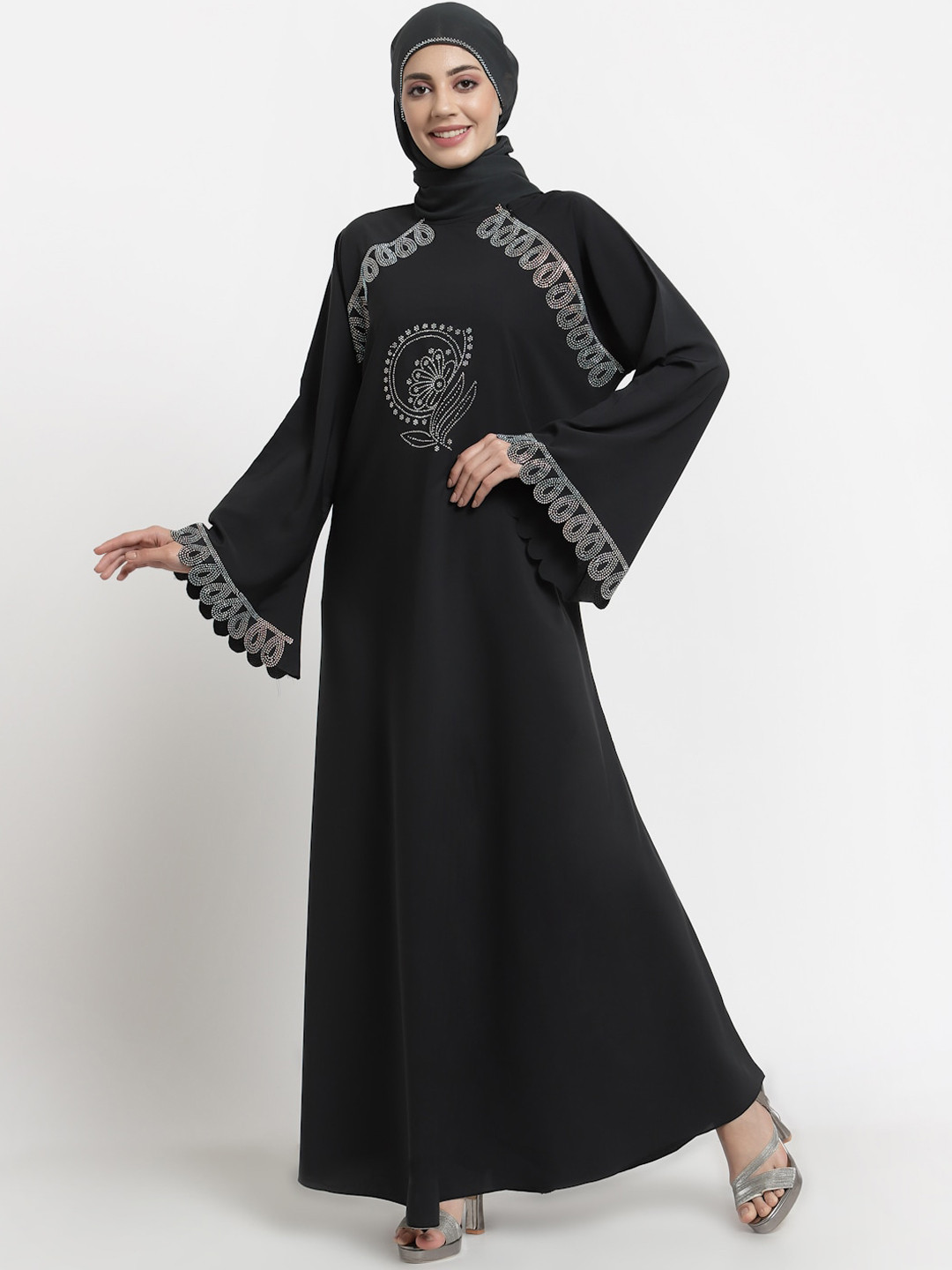 Arrabi  Women Black Solid Burqa With Scarf