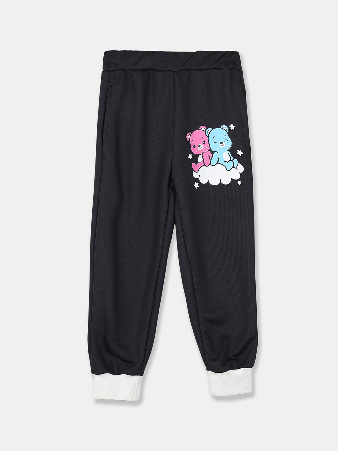 Wyld Sprog Girls Black Graphic Printed Cotton Joggers