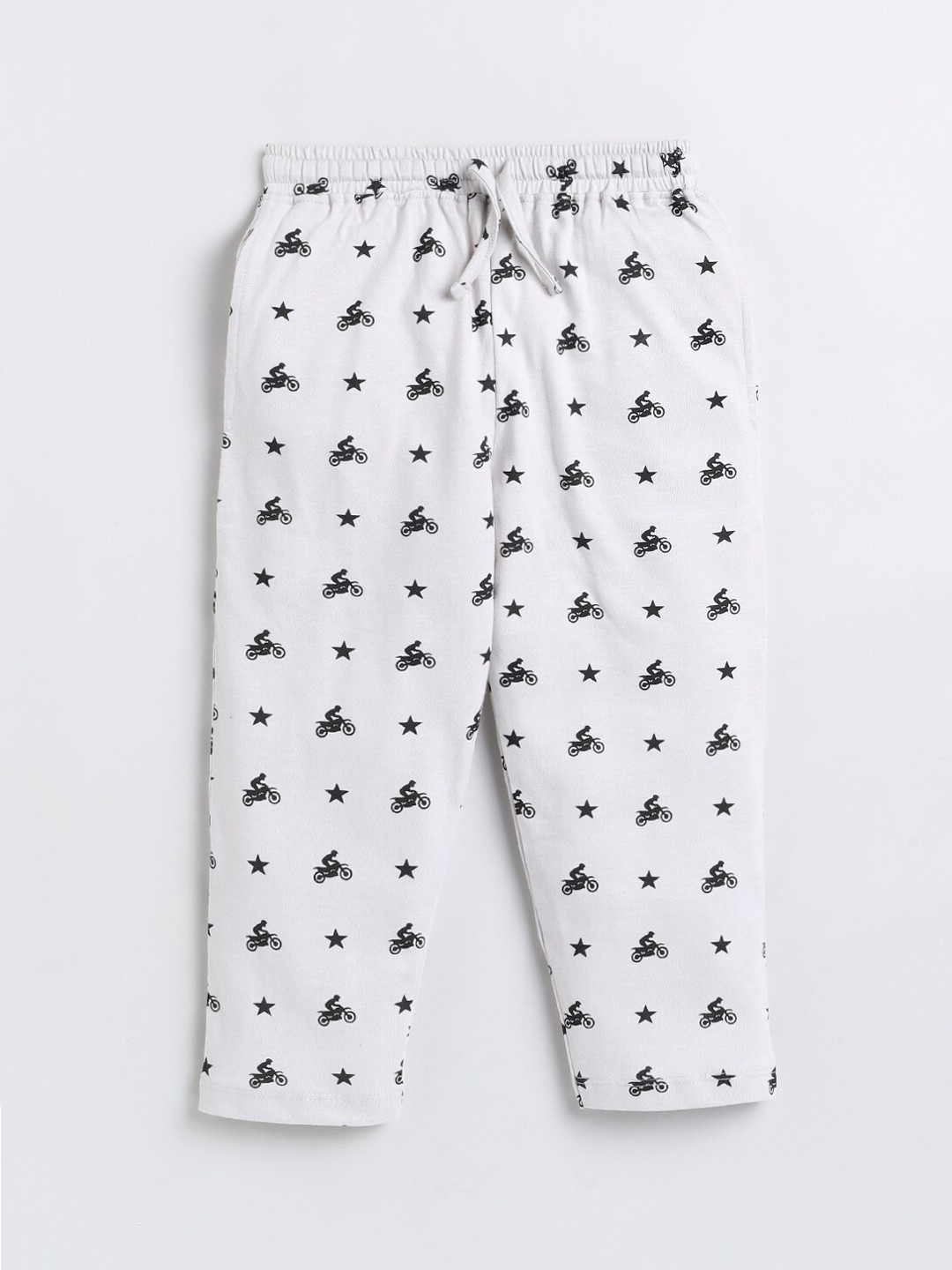 Nottie Planet Girls Grey Bike Printed Pure Cotton Track Pants