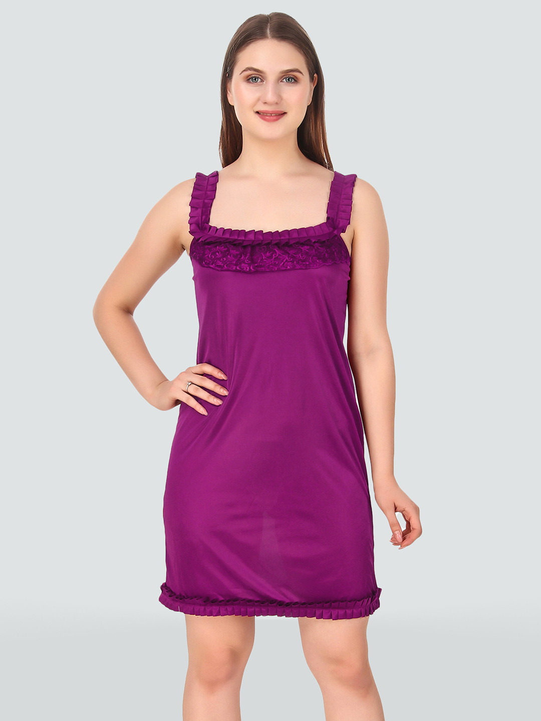 Romaisa Magenta Satin Baby Doll